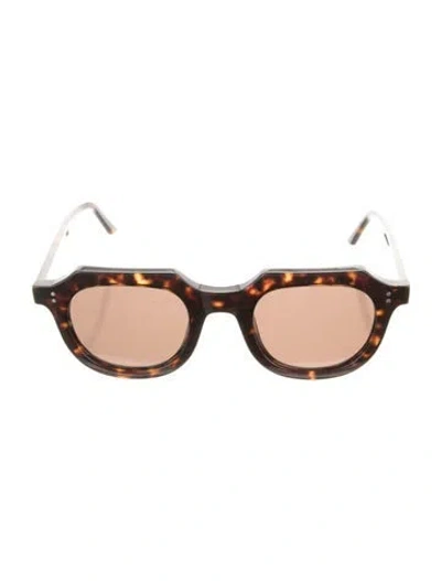 Pre-owned Garrett Leight Round Tinted Sunglasses In Brown
