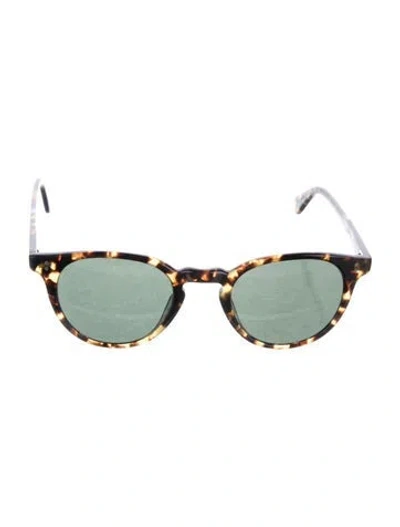 Pre-owned Garrett Leight Round Tinted Sunglasses In Brown