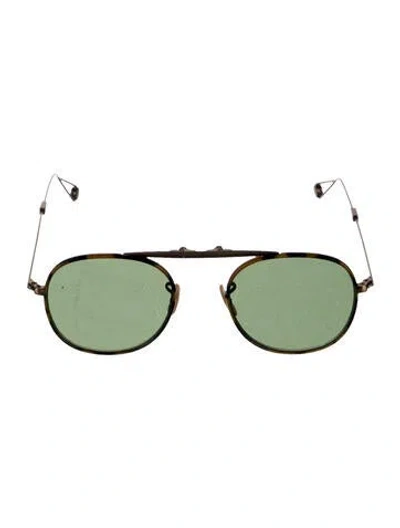 Pre-owned Garrett Leight Round Tinted Sunglasses In Gold/metallic