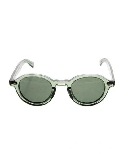 Pre-owned Garrett Leight Round Tinted Sunglasses In Green