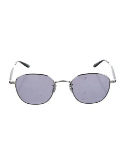 Pre-owned Garrett Leight Round Tinted Sunglasses In Metallic/silver