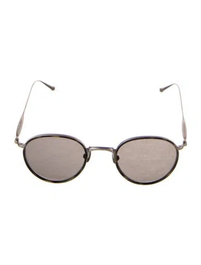 Pre-owned Garrett Leight Round Tinted Sunglasses In Silver