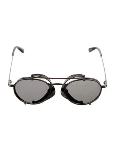 Pre-owned Garrett Leight Round Tinted Sunglasses In Silver