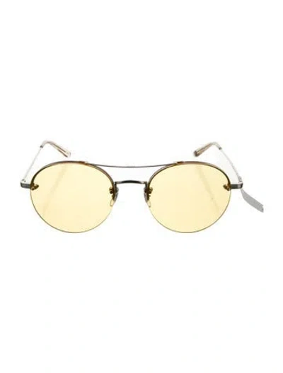 Pre-owned Garrett Leight Round Tinted Sunglasses In Yellow