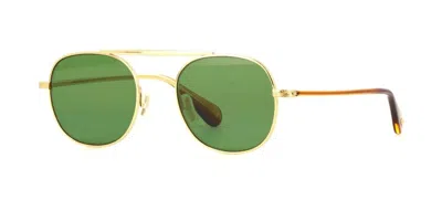 Pre-owned Garrett Leight Van Buren Ii Sun Gold Flat Tortoise/pure Green Sunglasses