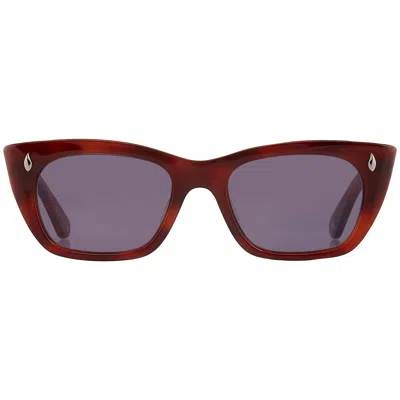 Garrett Leight Webster Sun Blue Smoke Cat Eye Sunglasses 2138 Vinbrt/bs 49 In Purple
