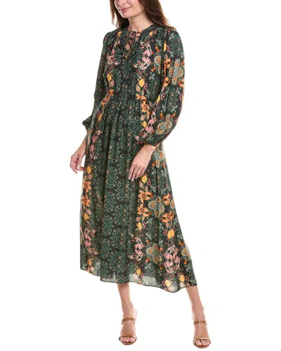 Garrie B Balloon Sleeve Midi Dress In Multi