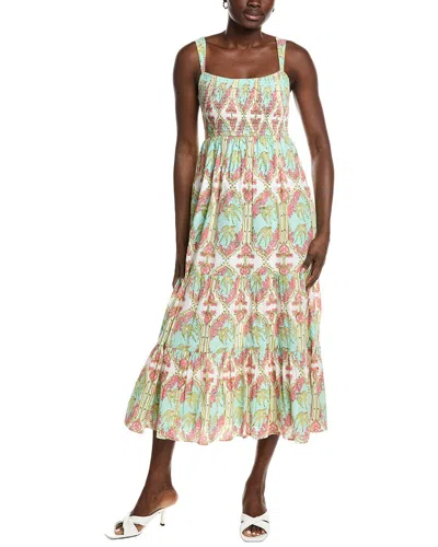 Garrie B Green Bird Strap Dress In Multi