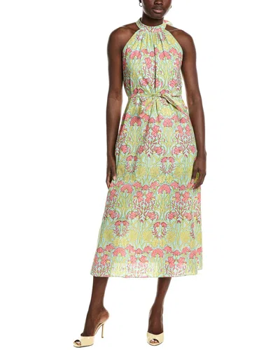 Garrie B Green Floral Boota Ruffle Dress In Multi