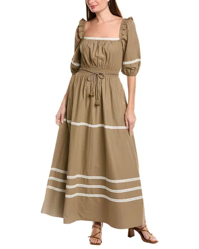 Garrie B Long Sleeve Maxi Dress In Green