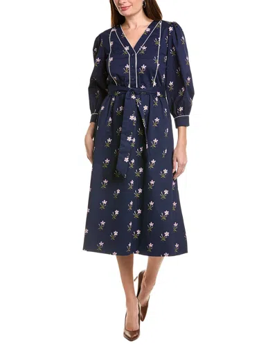 Garrie B Long Sleeve Midi Dress In Blue