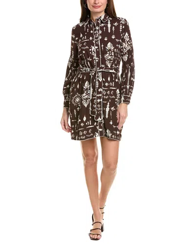Garrie B Long Sleeve Mini Dress In Brown