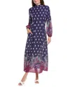 Garrie B Balloon Sleeve Midi Dress In Blue