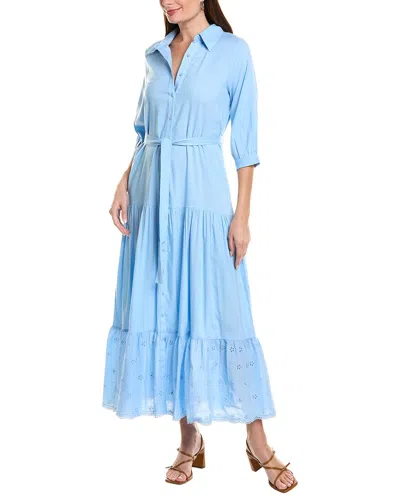 Garrie B Maxi Shirtdress In Blue
