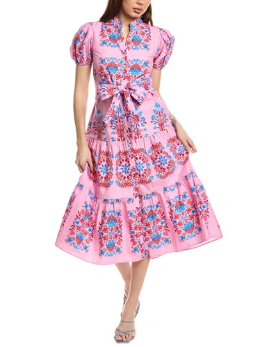 Garrie B Midi Shirtdress In Pink