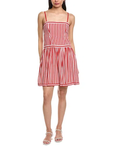 Garrie B Noodle Strap Striped Mini Dress In Red