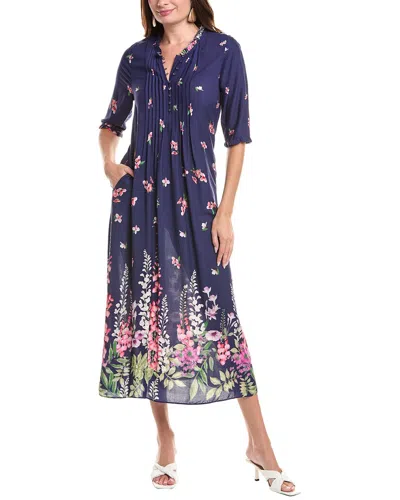 Garrie B Pintuck Midi Dress In Blue