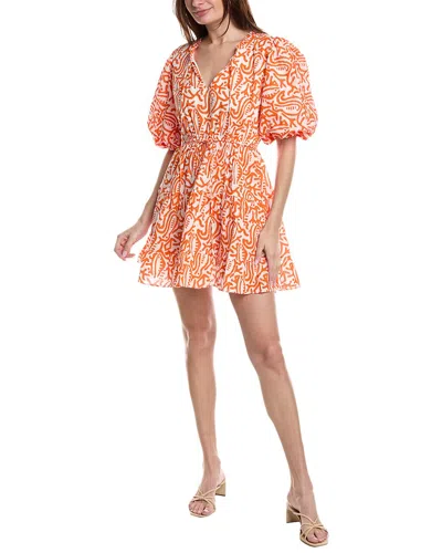 Garrie B Puff Sleeve Mini Dress In Orange