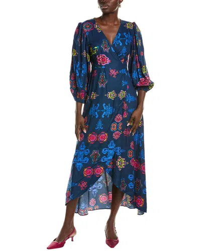 Garrie B Remy Wrap Dress In Navy
