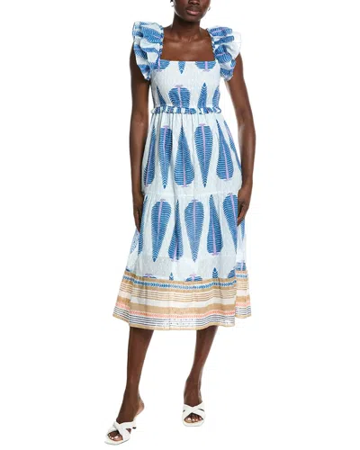 Garrie B Ruffle Midi Dress In Blue