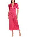 Garrie B Satin Midi Dress In Pink