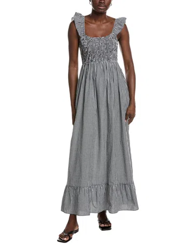 Garrie B Seersucker Midi Dress In Black