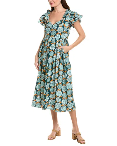Garrie B Short Sleeve Midi Dress In Multi