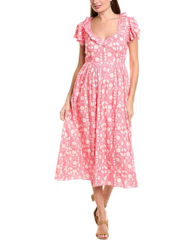Garrie B Short Sleeve Midi Dress In Pink