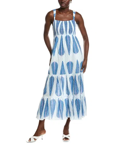 Garrie B Smocked Maxi Dress In Blue