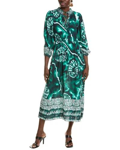 Garrie B Smocked Maxi Dress In Green