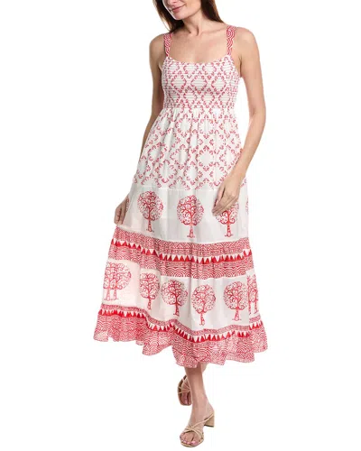 Garrie B Smocked Maxi Dress In Red
