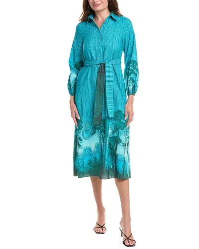 Garrie B Tie Waist Shirtdress In Blue
