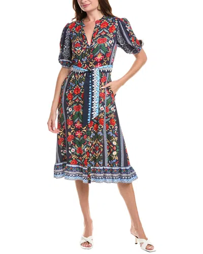 Garrie B Tie Waist Shirtdress In Multi