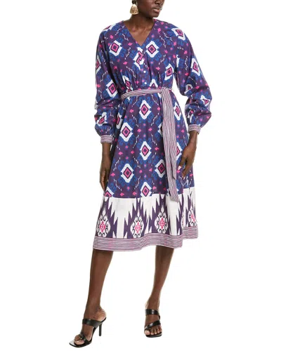 Garrie B V-neck Midi Dress In Blue