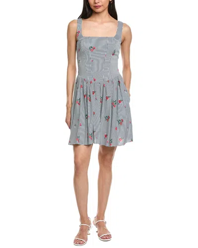 Garrie B Wide Strap Drop-waist Mini Dress In Blue