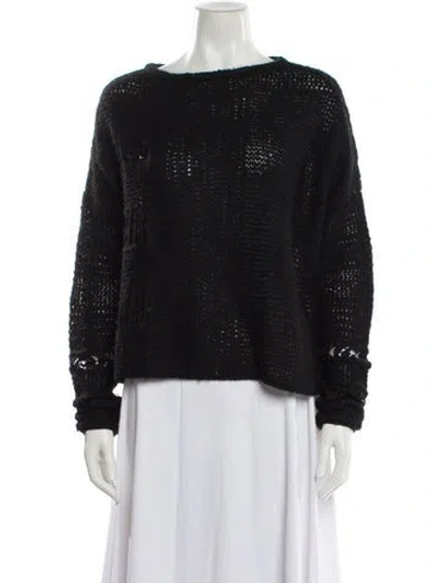 Pre-owned Gary Graham Alpaca Bateau Neckline Sweater In Black