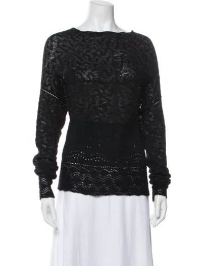 Pre-owned Gary Graham Alpaca Bateau Neckline Sweater In Black