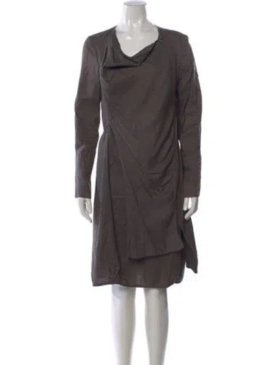 Pre-owned Gary Graham Asymmetrical Knee-length Dress In Gray