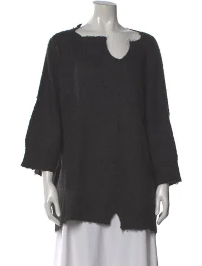 Pre-owned Gary Graham Baby Alpaca Scoop Neck Sweater In Gray
