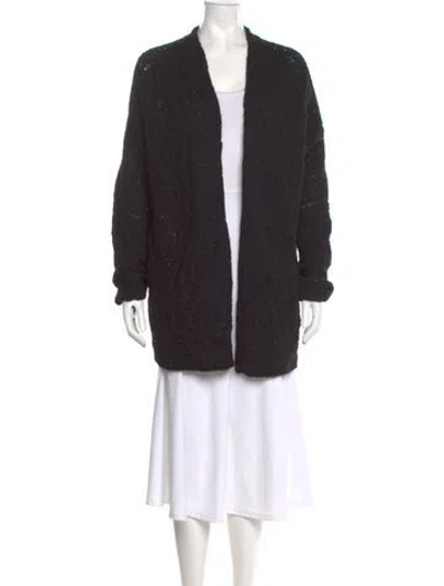 Pre-owned Gary Graham Baby Alpaca V-neck Sweater In Black