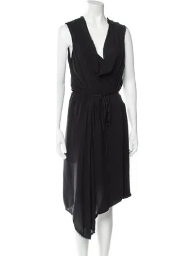 Pre-owned Gary Graham Cowl Neck Midi Length Dress In Black