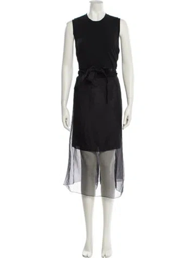 Pre-owned Gary Graham Crew Neck Long Dress In Black