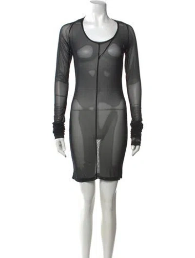 Pre-owned Gary Graham Crew Neck Mini Dress In Black