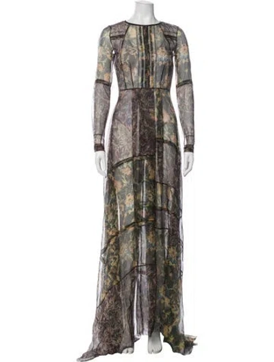 Pre-owned Gary Graham Floral Print Long Dress In Multi