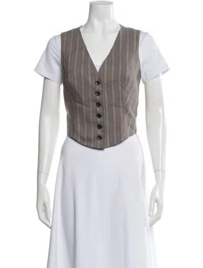 Pre-owned Gary Graham Linen Striped Vest In White