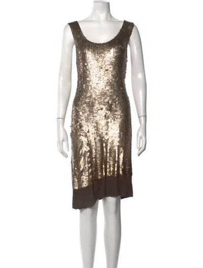 Pre-owned Gary Graham Patterned Mini Dress In Brown