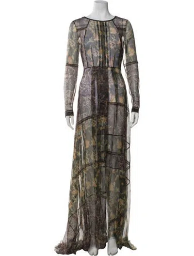 Pre-owned Gary Graham Printed Long Dress In Black