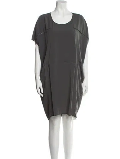 Pre-owned Gary Graham Scoop Neck Knee-length Dress In Gray