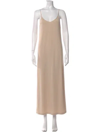 Pre-owned Gary Graham Scoop Neck Long Dress In Neutral