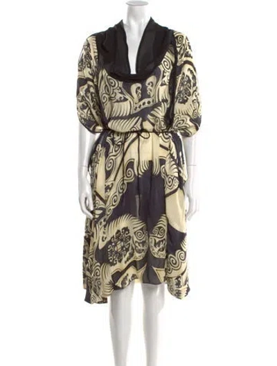 Pre-owned Gary Graham Silk Knee-length Dress In Neutral